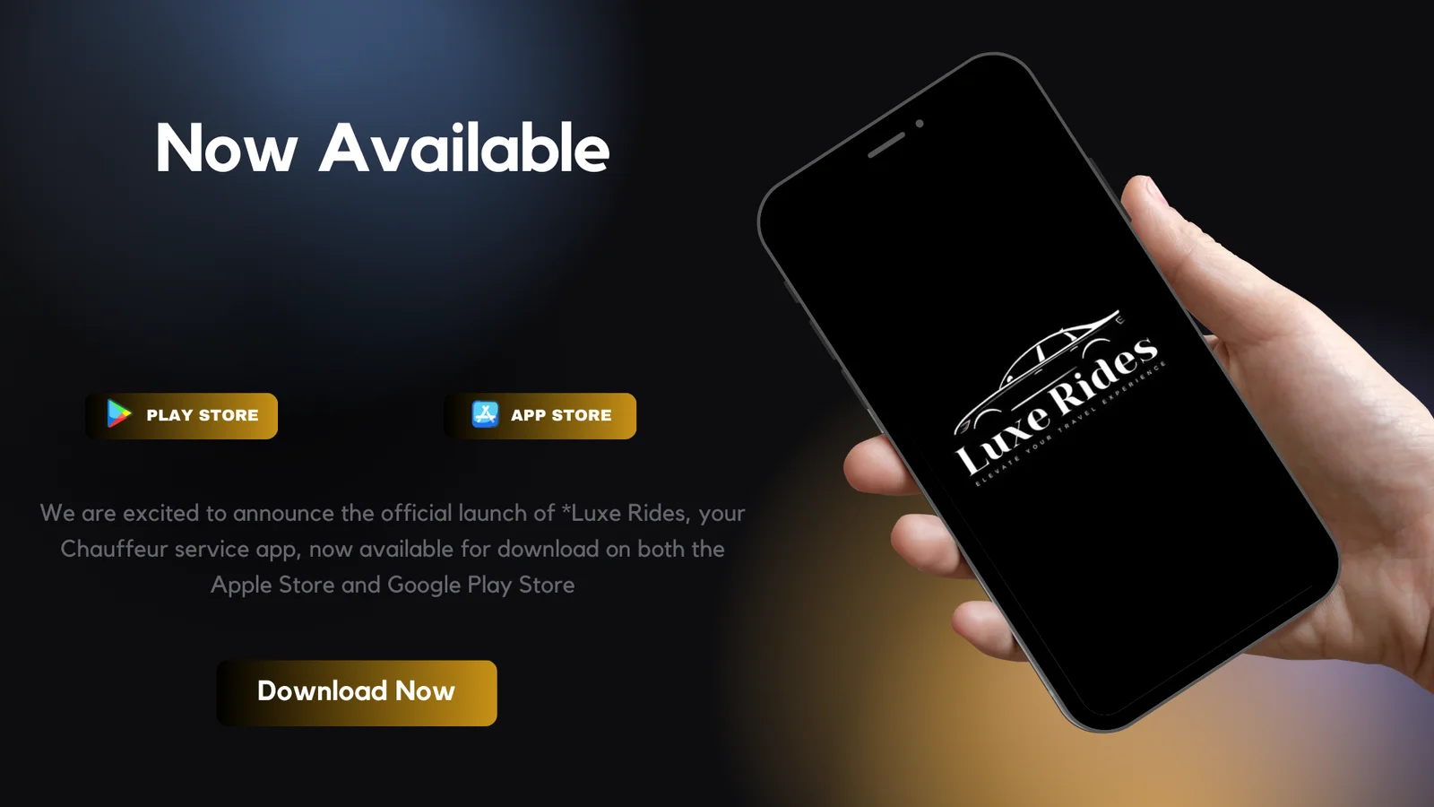 LuxeRides app now available on Apple Store and Google Play Store – Download today for a premium chauffeur experience. Taxi Mobile Application