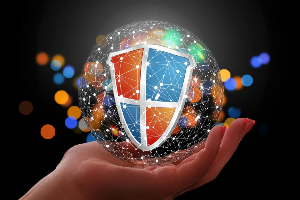 A digital shield representing LuxeRides' commitment to data security and privacy protection.